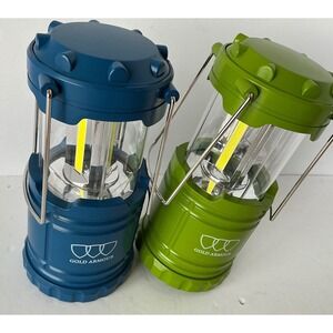 Gold Armour LED Camping Lantern Set Collapsible Portable Blue Green Outdoor Lght